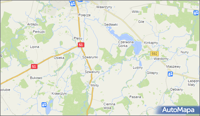 mapa Brzostkowo, Brzostkowo na mapie Targeo