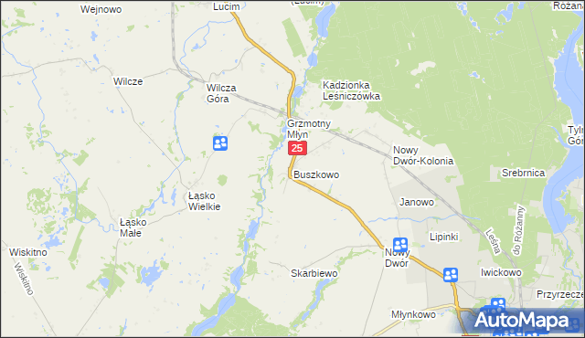 mapa Buszkowo gmina Koronowo, Buszkowo gmina Koronowo na mapie Targeo