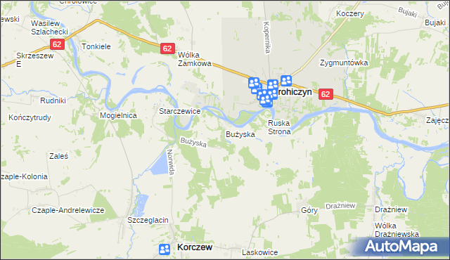 mapa Bużyska, Bużyska na mapie Targeo