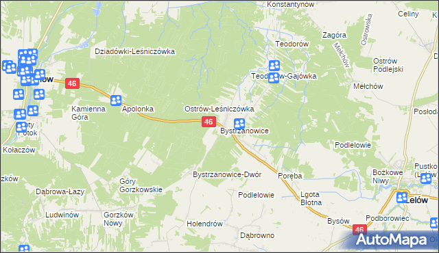 mapa Bystrzanowice, Bystrzanowice na mapie Targeo