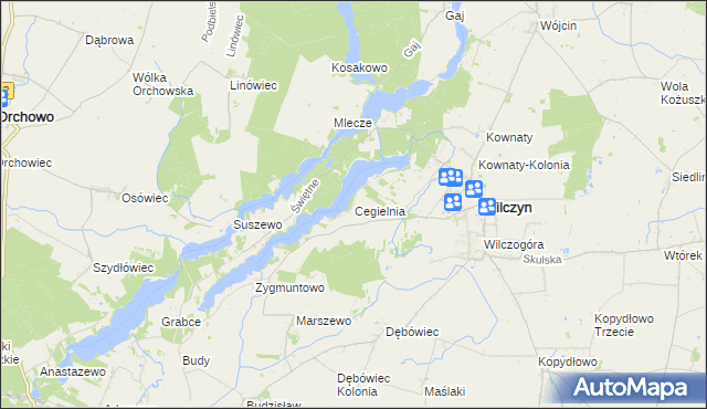 mapa Cegielnia gmina Wilczyn, Cegielnia gmina Wilczyn na mapie Targeo