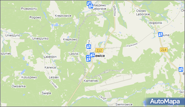 mapa Cewice, Cewice na mapie Targeo