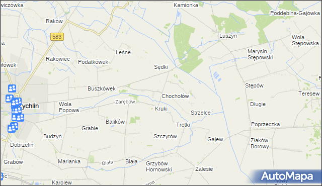 mapa Chochołów gmina Żychlin, Chochołów gmina Żychlin na mapie Targeo