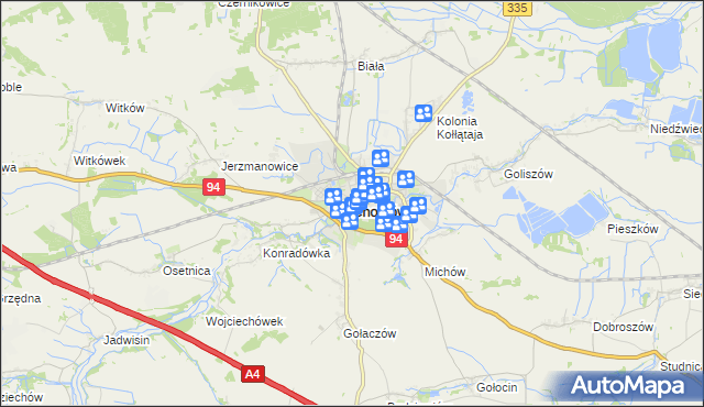 mapa Chojnów powiat legnicki, Chojnów powiat legnicki na mapie Targeo
