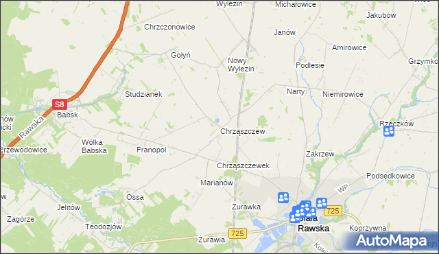 mapa Chrząszczew, Chrząszczew na mapie Targeo