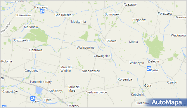 mapa Chwalęcice gmina Goszczanów, Chwalęcice gmina Goszczanów na mapie Targeo