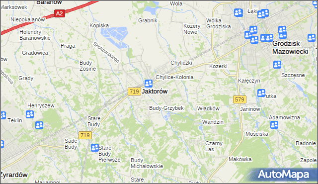 mapa Chylice gmina Jaktorów, Chylice gmina Jaktorów na mapie Targeo