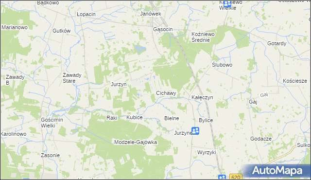 mapa Cichawy, Cichawy na mapie Targeo