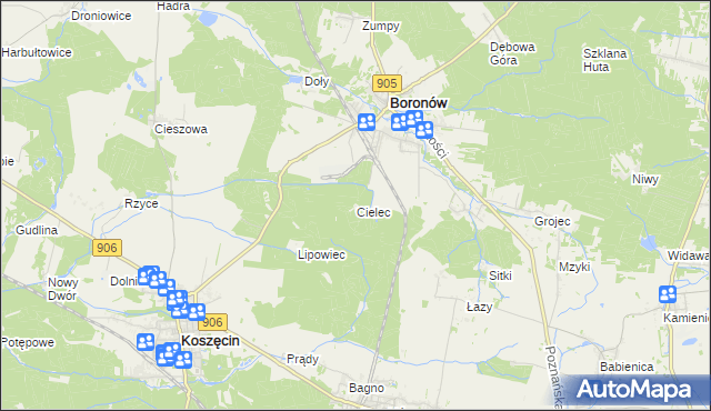 mapa Cielec, Cielec na mapie Targeo