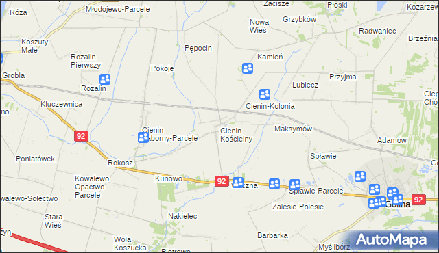 mapa Cienin Kościelny, Cienin Kościelny na mapie Targeo