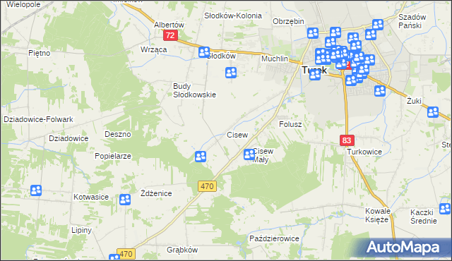 mapa Cisew, Cisew na mapie Targeo