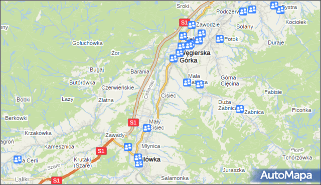 mapa Cisiec, Cisiec na mapie Targeo