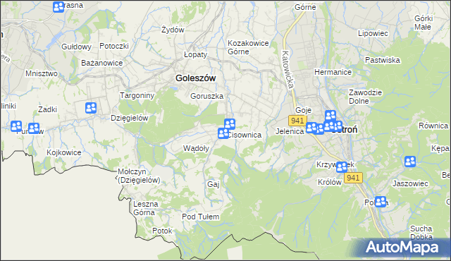 mapa Cisownica, Cisownica na mapie Targeo