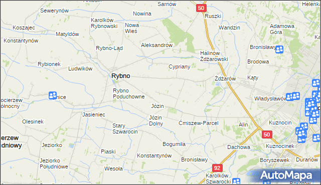 mapa Ćmiszew Rybnowski, Ćmiszew Rybnowski na mapie Targeo