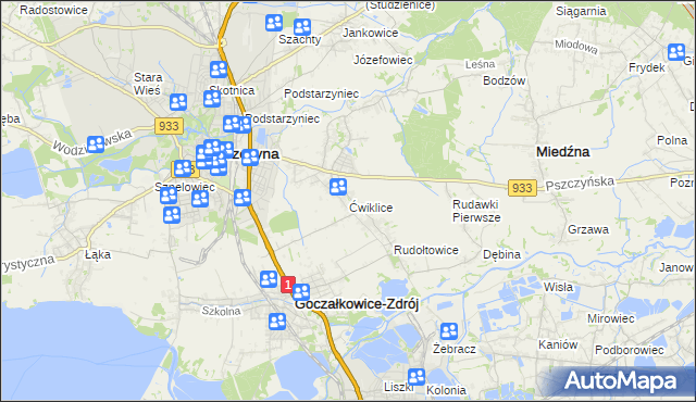 mapa Ćwiklice, Ćwiklice na mapie Targeo