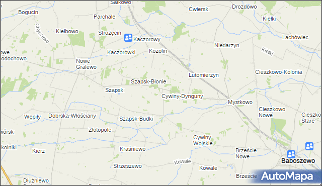 mapa Cywiny-Dynguny, Cywiny-Dynguny na mapie Targeo