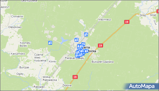 mapa Czarna Białostocka, Czarna Białostocka na mapie Targeo