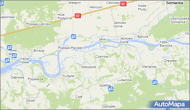 mapa Czarnów gmina Dąbrówka, Czarnów gmina Dąbrówka na mapie Targeo