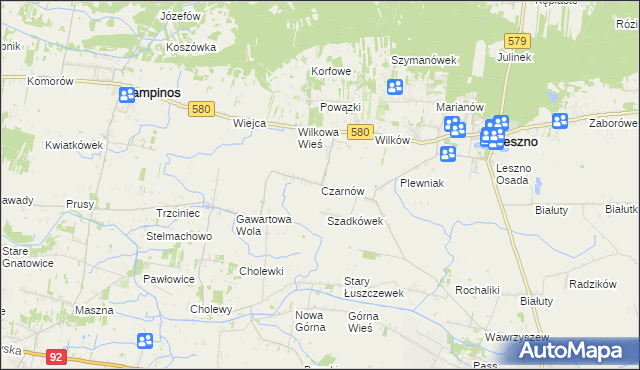 mapa Czarnów gmina Leszno, Czarnów gmina Leszno na mapie Targeo