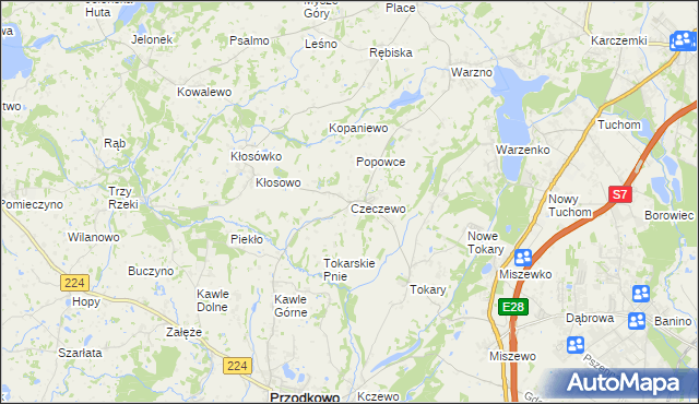 mapa Czeczewo gmina Przodkowo, Czeczewo gmina Przodkowo na mapie Targeo