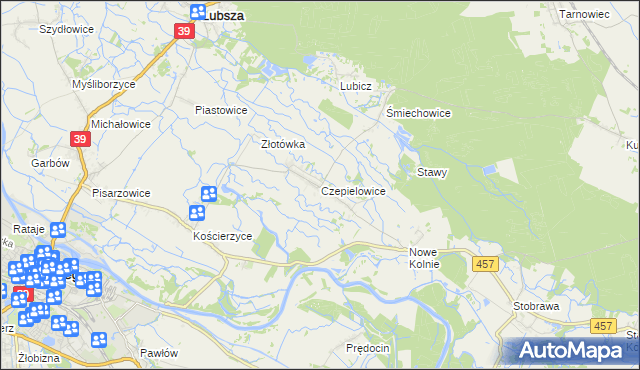 mapa Czepielowice, Czepielowice na mapie Targeo