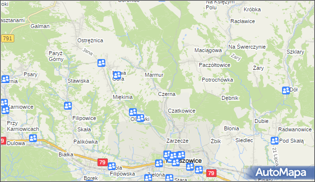 mapa Czerna gmina Krzeszowice, Czerna gmina Krzeszowice na mapie Targeo