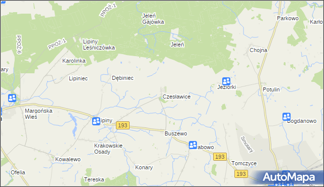 mapa Czesławice gmina Gołańcz, Czesławice gmina Gołańcz na mapie Targeo