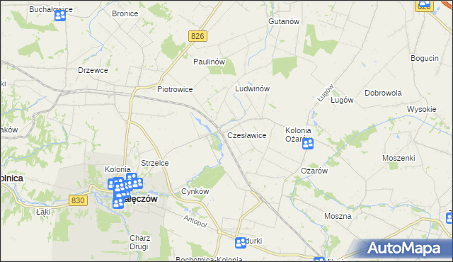 mapa Czesławice gmina Nałęczów, Czesławice gmina Nałęczów na mapie Targeo