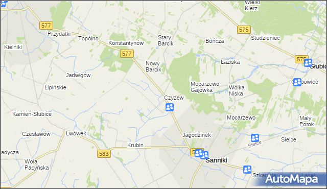 mapa Czyżew gmina Sanniki, Czyżew gmina Sanniki na mapie Targeo