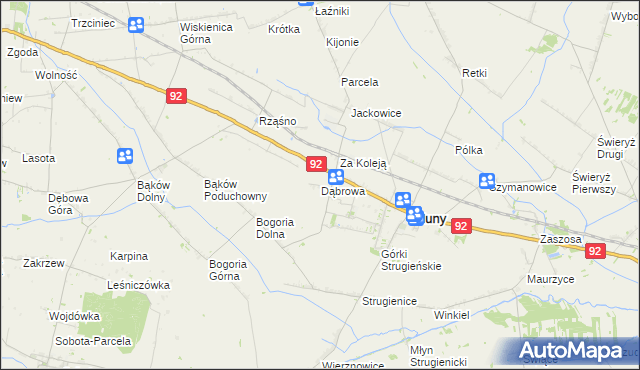 mapa Dąbrowa gmina Zduny, Dąbrowa gmina Zduny na mapie Targeo