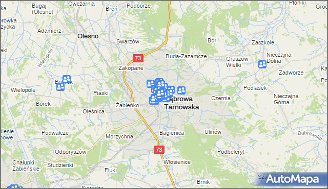 mapa Dąbrowa Tarnowska, Dąbrowa Tarnowska na mapie Targeo