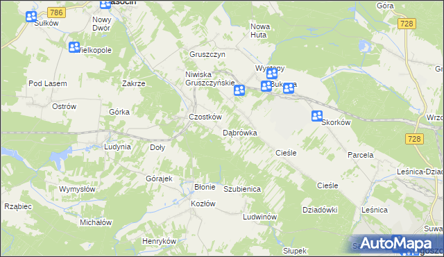 mapa Dąbrówka gmina Krasocin, Dąbrówka gmina Krasocin na mapie Targeo