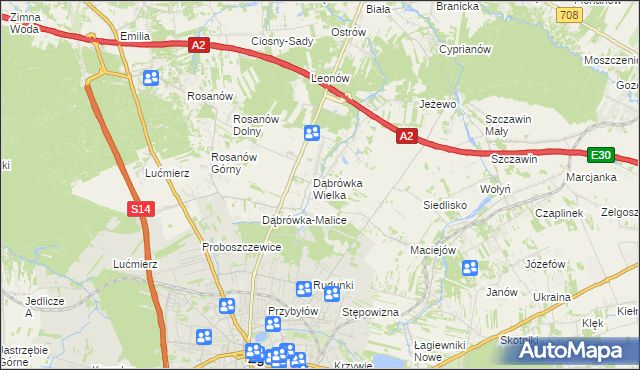 mapa Dąbrówka-Strumiany, Dąbrówka-Strumiany na mapie Targeo