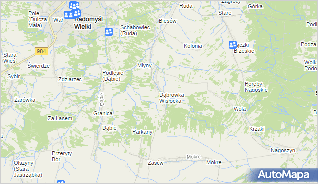 mapa Dąbrówka Wisłocka, Dąbrówka Wisłocka na mapie Targeo