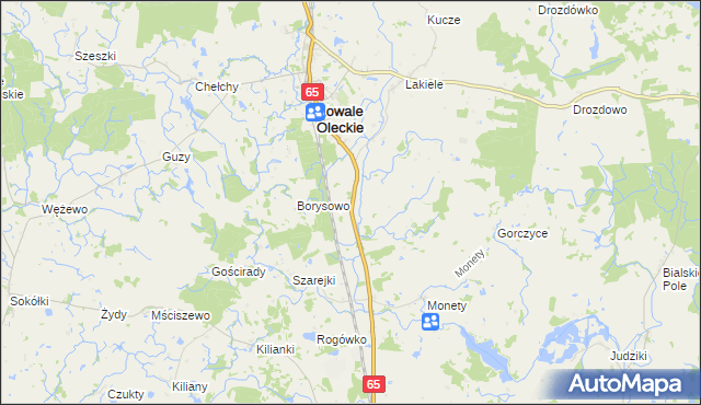 mapa Daniele gmina Kowale Oleckie, Daniele gmina Kowale Oleckie na mapie Targeo