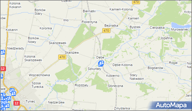 mapa Dębe gmina Żelazków, Dębe gmina Żelazków na mapie Targeo