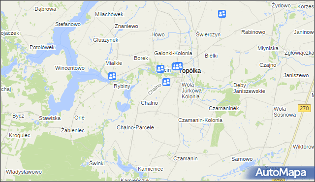 mapa Dębianki gmina Topólka, Dębianki gmina Topólka na mapie Targeo
