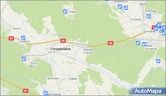 mapa Dębska Kuźnia, Dębska Kuźnia na mapie Targeo