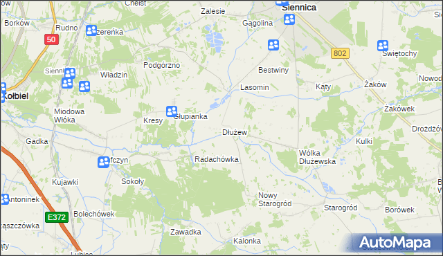 mapa Dłużew, Dłużew na mapie Targeo