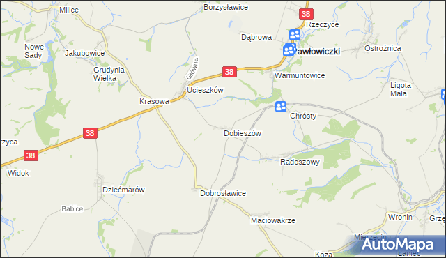 mapa Dobieszów gmina Pawłowiczki, Dobieszów gmina Pawłowiczki na mapie Targeo