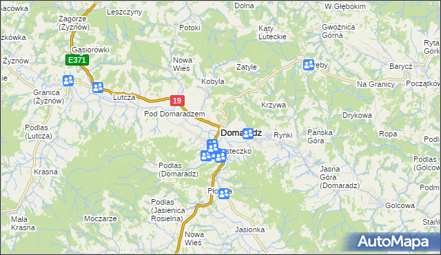 mapa Domaradz powiat brzozowski, Domaradz powiat brzozowski na mapie Targeo