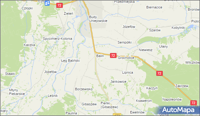 mapa Dominikowice gmina Poddębice, Dominikowice gmina Poddębice na mapie Targeo