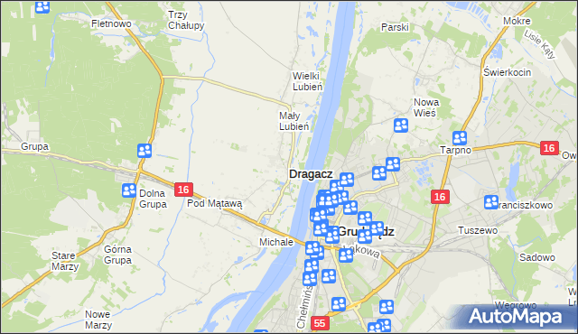 mapa Dragacz, Dragacz na mapie Targeo