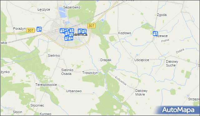 mapa Drapak, Drapak na mapie Targeo