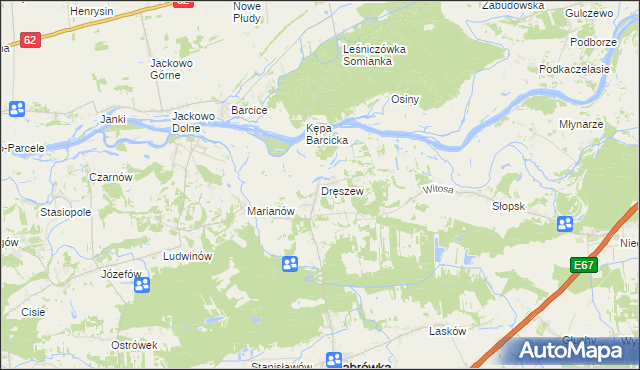 mapa Dręszew, Dręszew na mapie Targeo