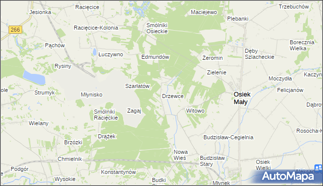 mapa Drzewce gmina Osiek Mały, Drzewce gmina Osiek Mały na mapie Targeo