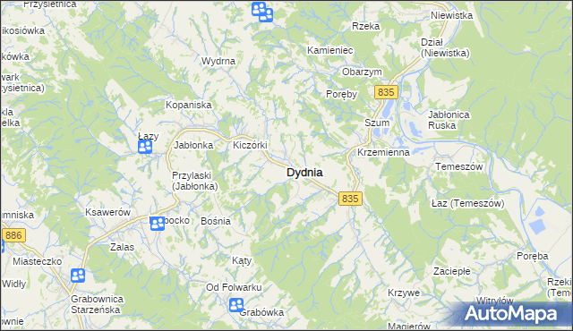 mapa Dydnia, Dydnia na mapie Targeo