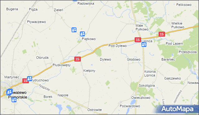 mapa Dylewo gmina Kowalewo Pomorskie, Dylewo gmina Kowalewo Pomorskie na mapie Targeo