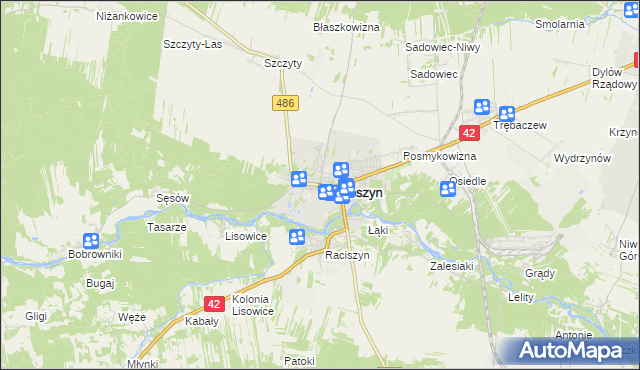 mapa Działoszyn powiat pajęczański, Działoszyn powiat pajęczański na mapie Targeo
