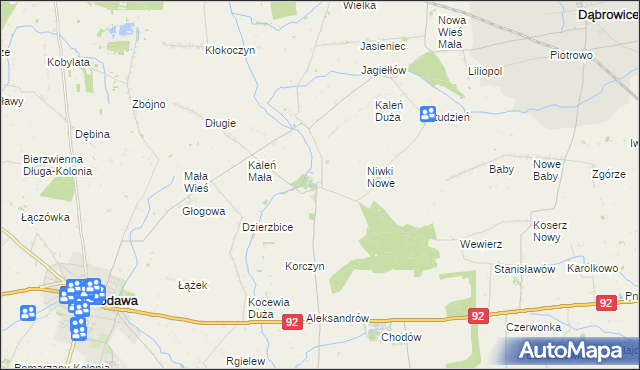 mapa Dzierzbice Osada, Dzierzbice Osada na mapie Targeo